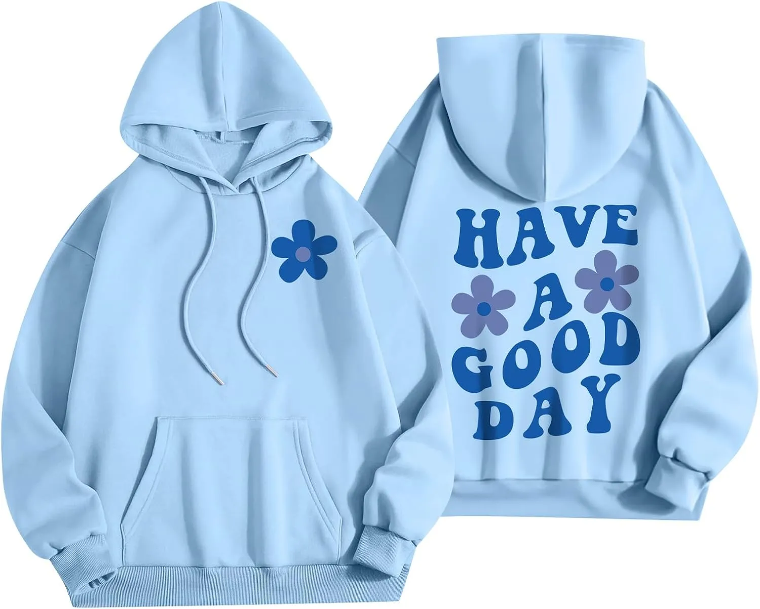 Hoodies for Women Plus Size Cute Long Sleeve Pullovers Drawstring Tops Loose Print Sweatshirts with Pocket