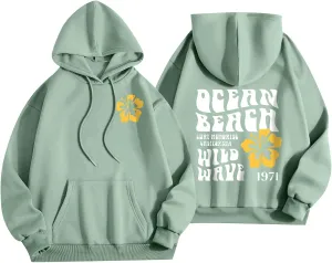 Hoodies for Women Plus Size Cute Long Sleeve Pullovers Drawstring Tops Loose Print Sweatshirts with Pocket