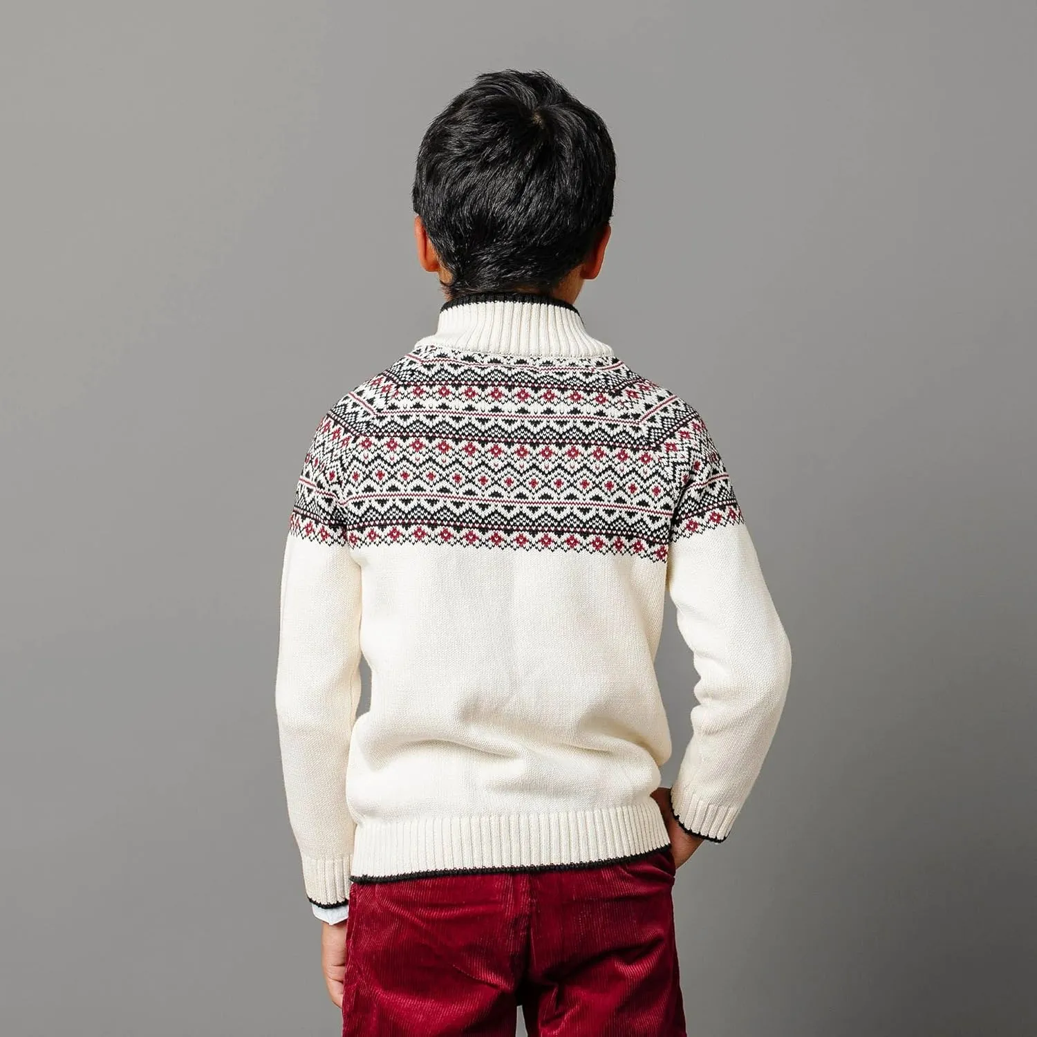 Hope & Henry Boys' Long Sleeve Half Zip Pullover Sweater