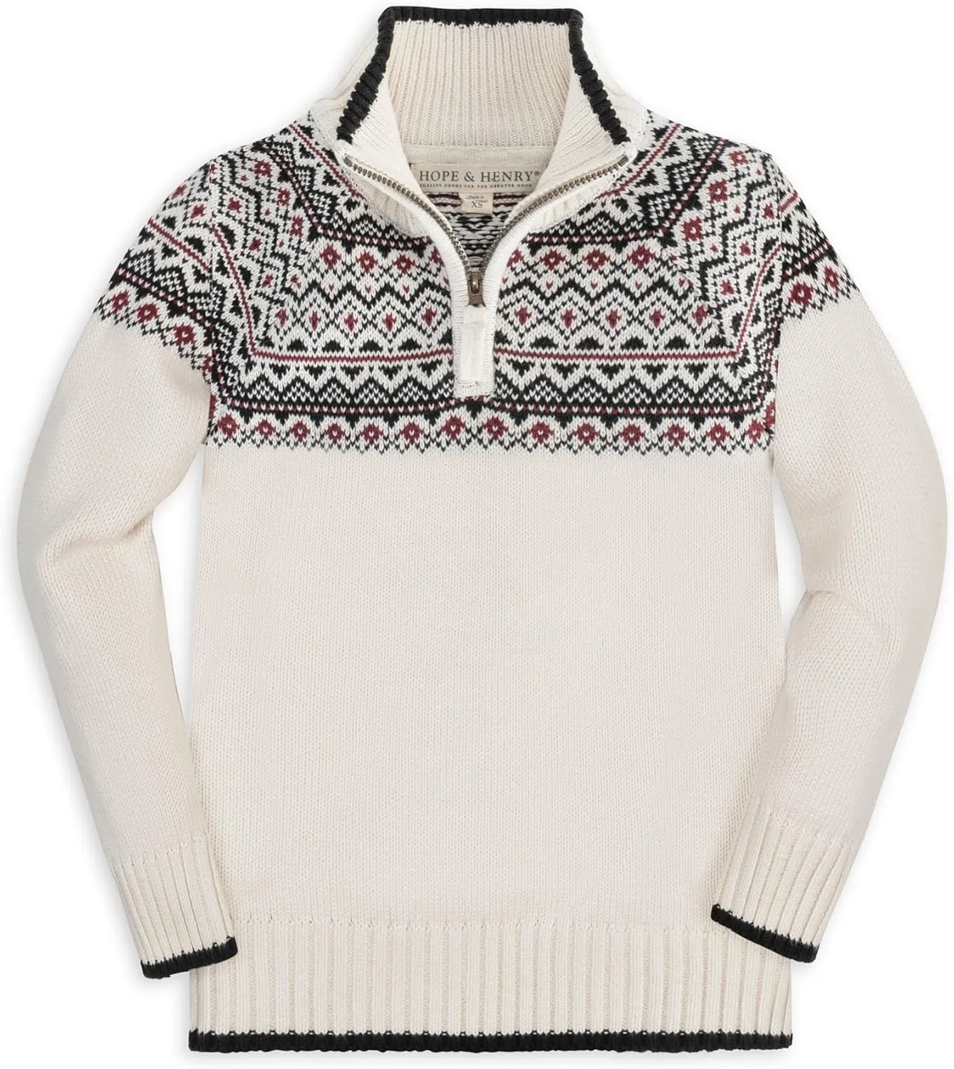 Hope & Henry Boys' Long Sleeve Half Zip Pullover Sweater