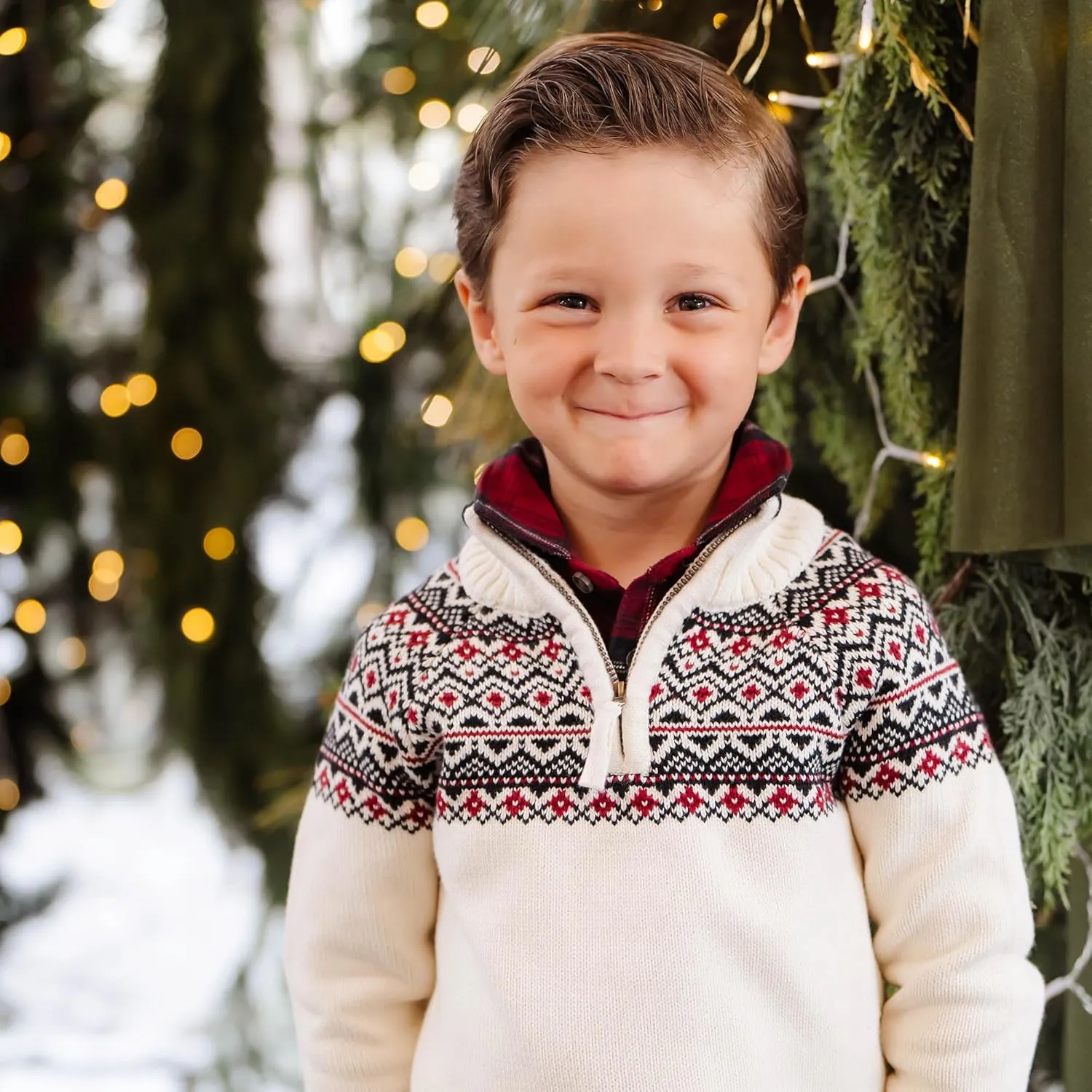 Hope & Henry Boys' Long Sleeve Half Zip Pullover Sweater