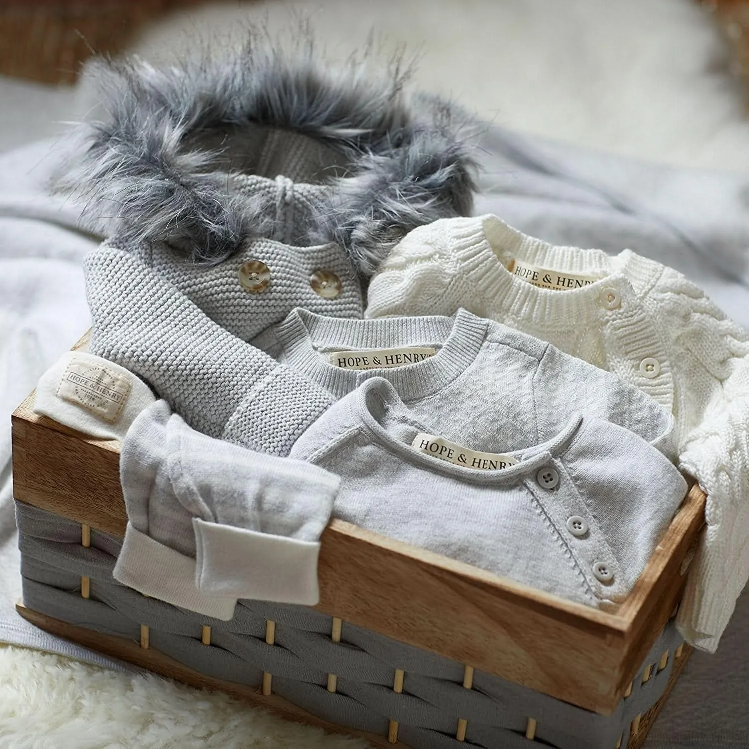 Hope & Henry Layette Baby Cable Knit Sweater Romper