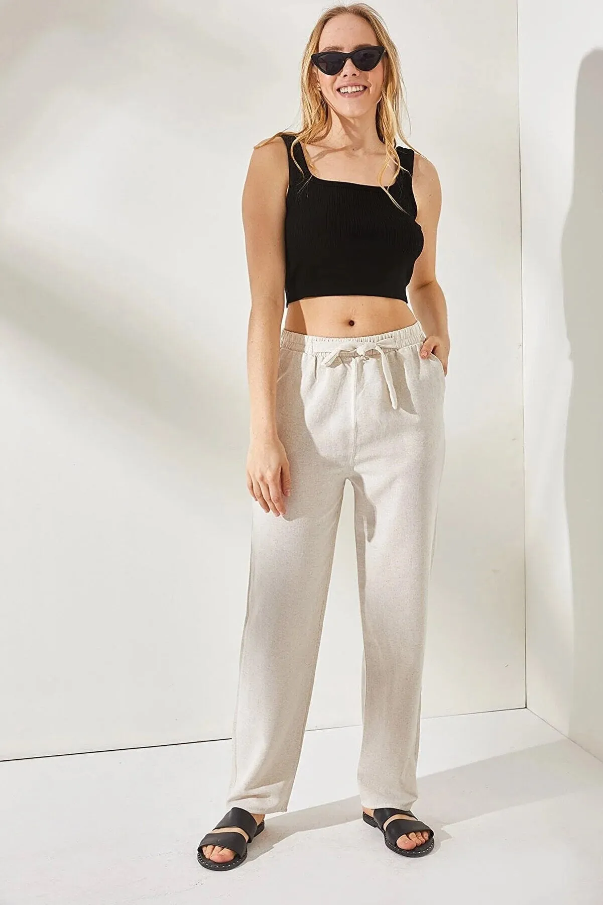 Ivory Linen Tapered Pants