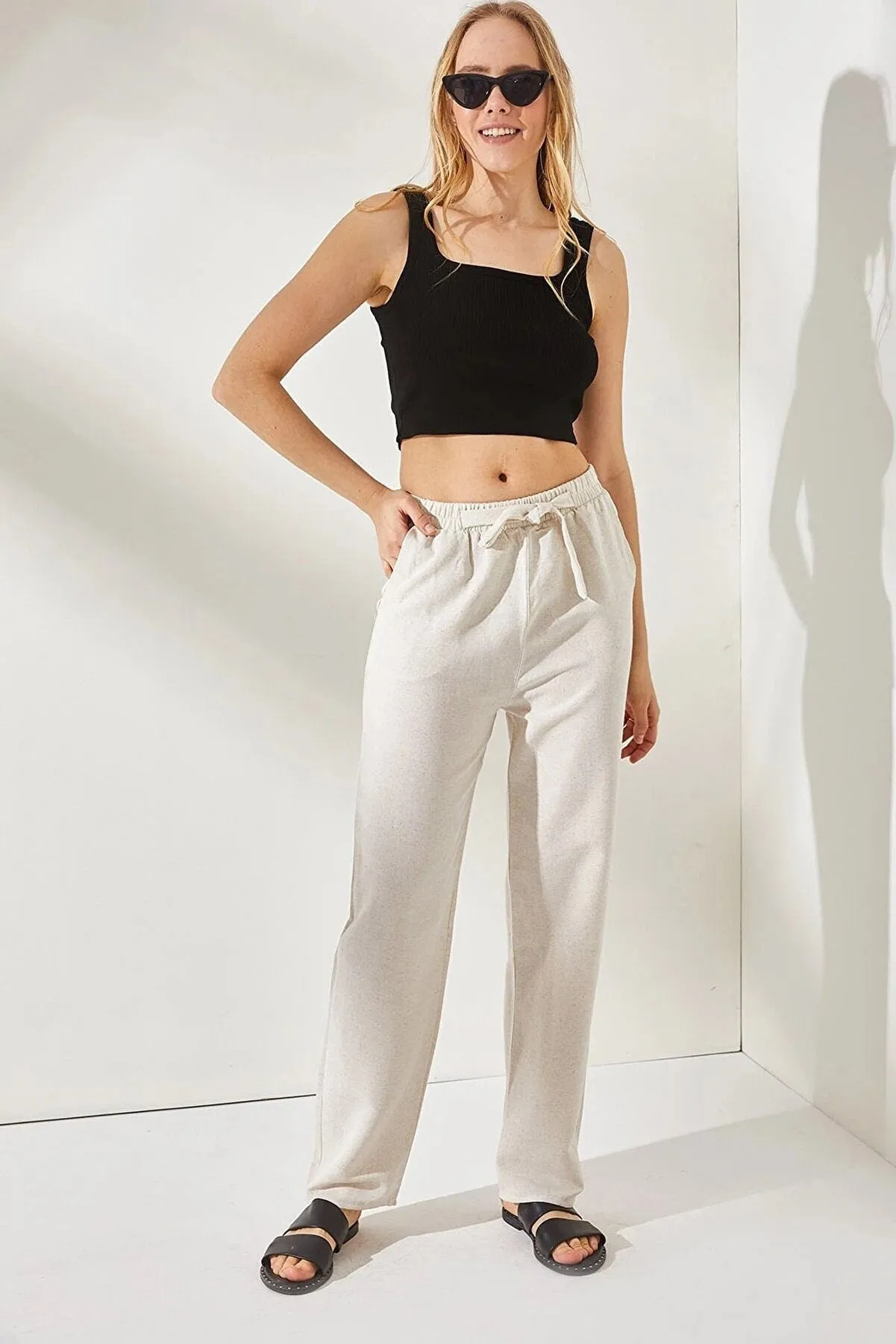 Ivory Linen Tapered Pants