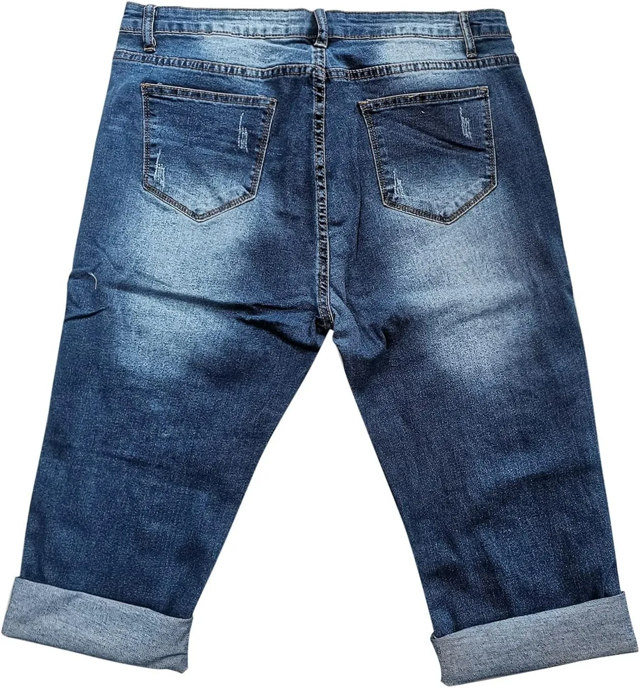 Jean Capri Pants for Women High Waisted Ripped Skinny Jeans Stretchy Distressed Denim Cropped Jeggings with Pockets