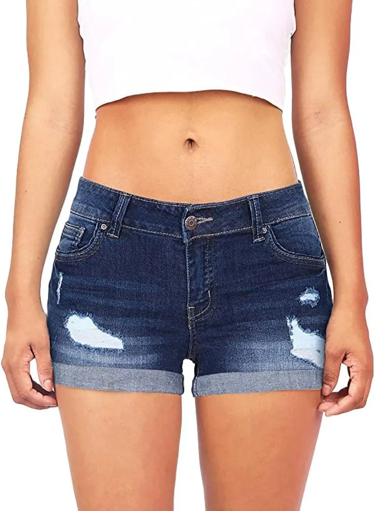 Jean Shorts Womens High Waisted Stretchy Ripped Denim Short Pants Hot Summer Casual Short Pants Y2k Streetwear