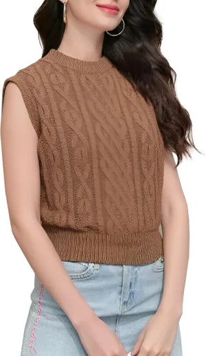 Joe Wenko Womens Cable Knit Sleeveless Sweater Vests