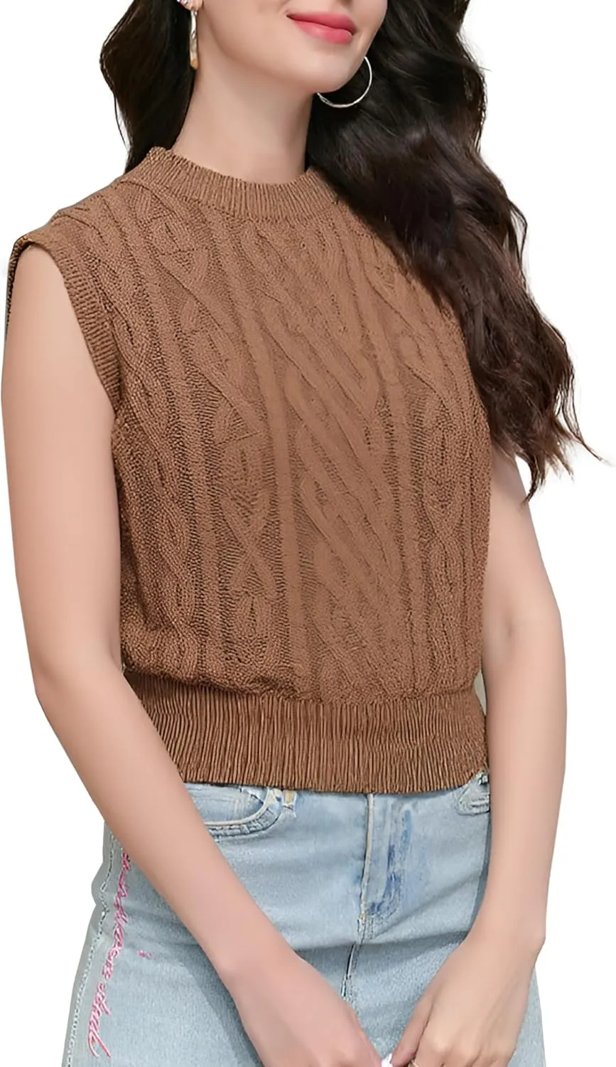 Joe Wenko Womens Cable Knit Sleeveless Sweater Vests