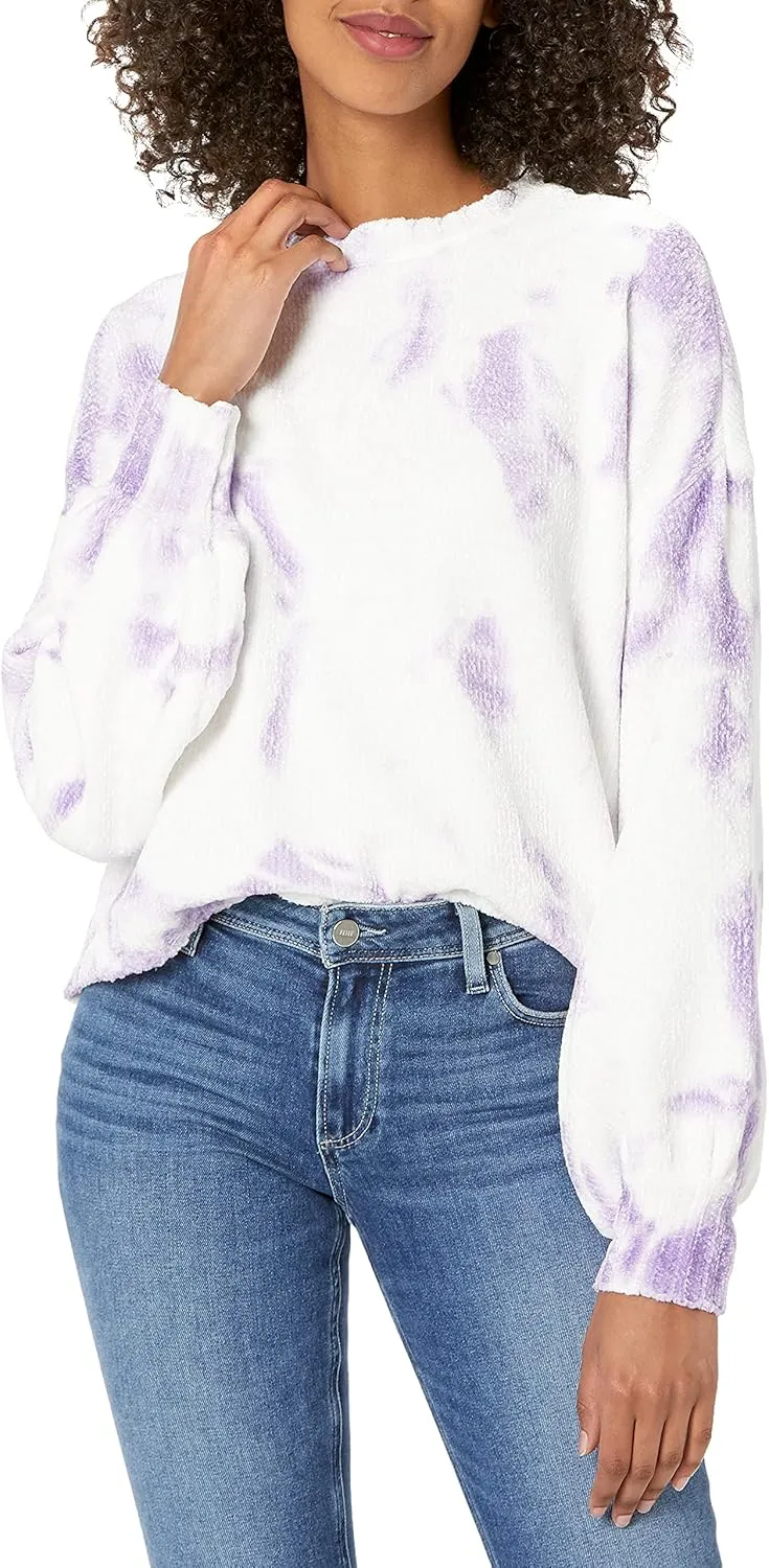 KENDALL   KYLIE Women's Tie Dye Chenille Crewneck Sweater