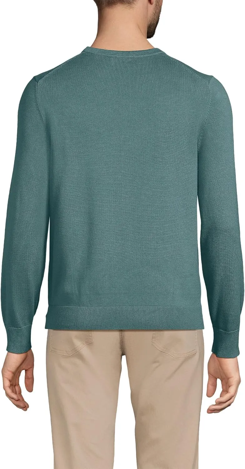 Lands' End Men's Fine Gauge Cotton Crew Neck Sweater