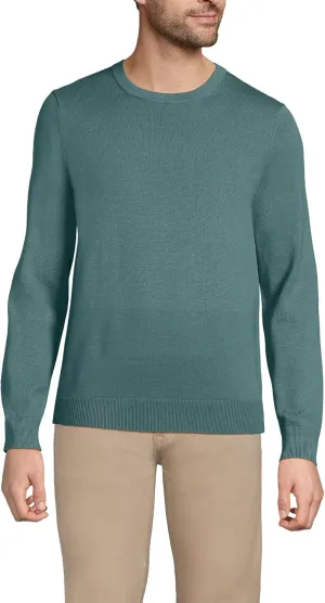 Lands' End Men's Fine Gauge Cotton Crew Neck Sweater