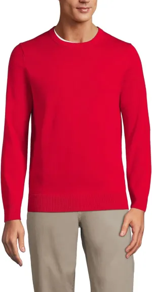 Lands' End Men's Fine Gauge Cotton Crew Neck Sweater