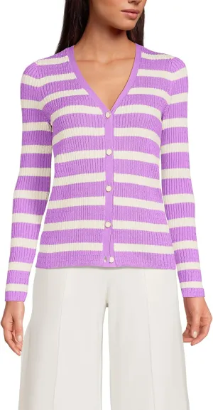 Lands' End Women's Drifter Baby Cable Vneck Cardigan Sweater