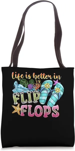 Life is Better in Flip Flops Summer Beach Garment Tote Bag