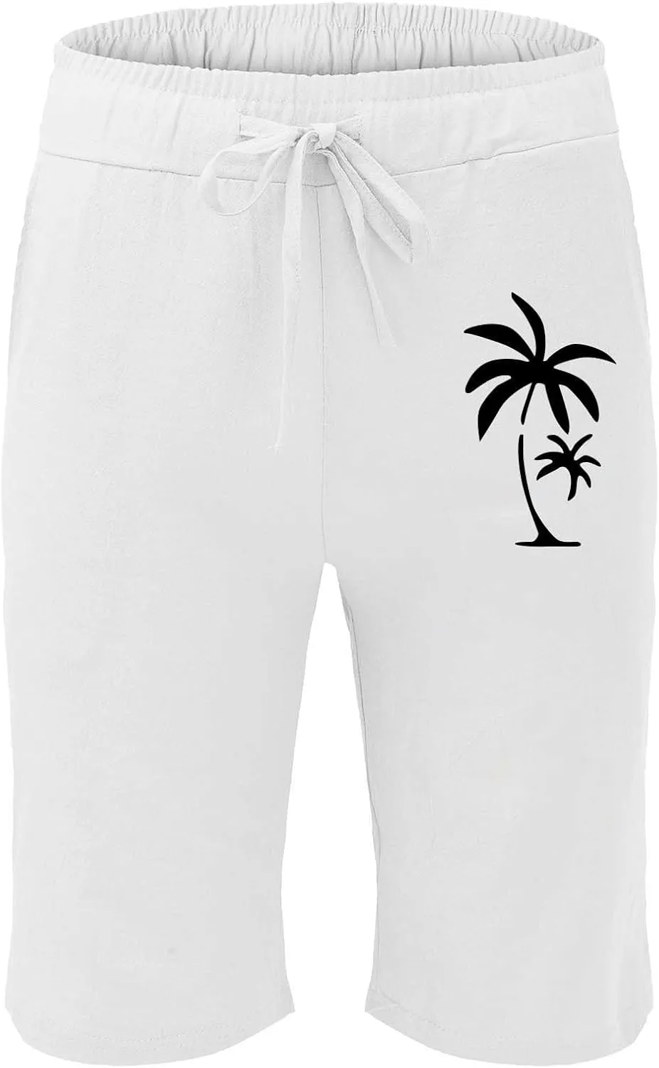 Linen Shorts for Men Black Sports Shorts Beach Shorts Casual Cotton Linen Shorts Beach Shorts with Pockets Men's