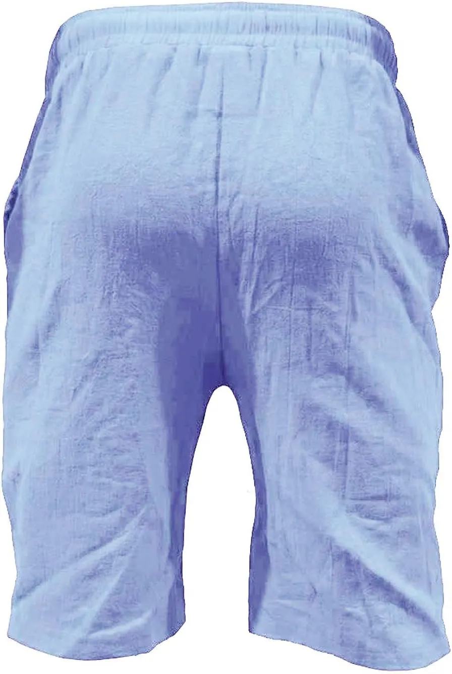 Linen Shorts for Men Black Sports Shorts Beach Shorts Casual Cotton Linen Shorts Beach Shorts with Pockets Men's