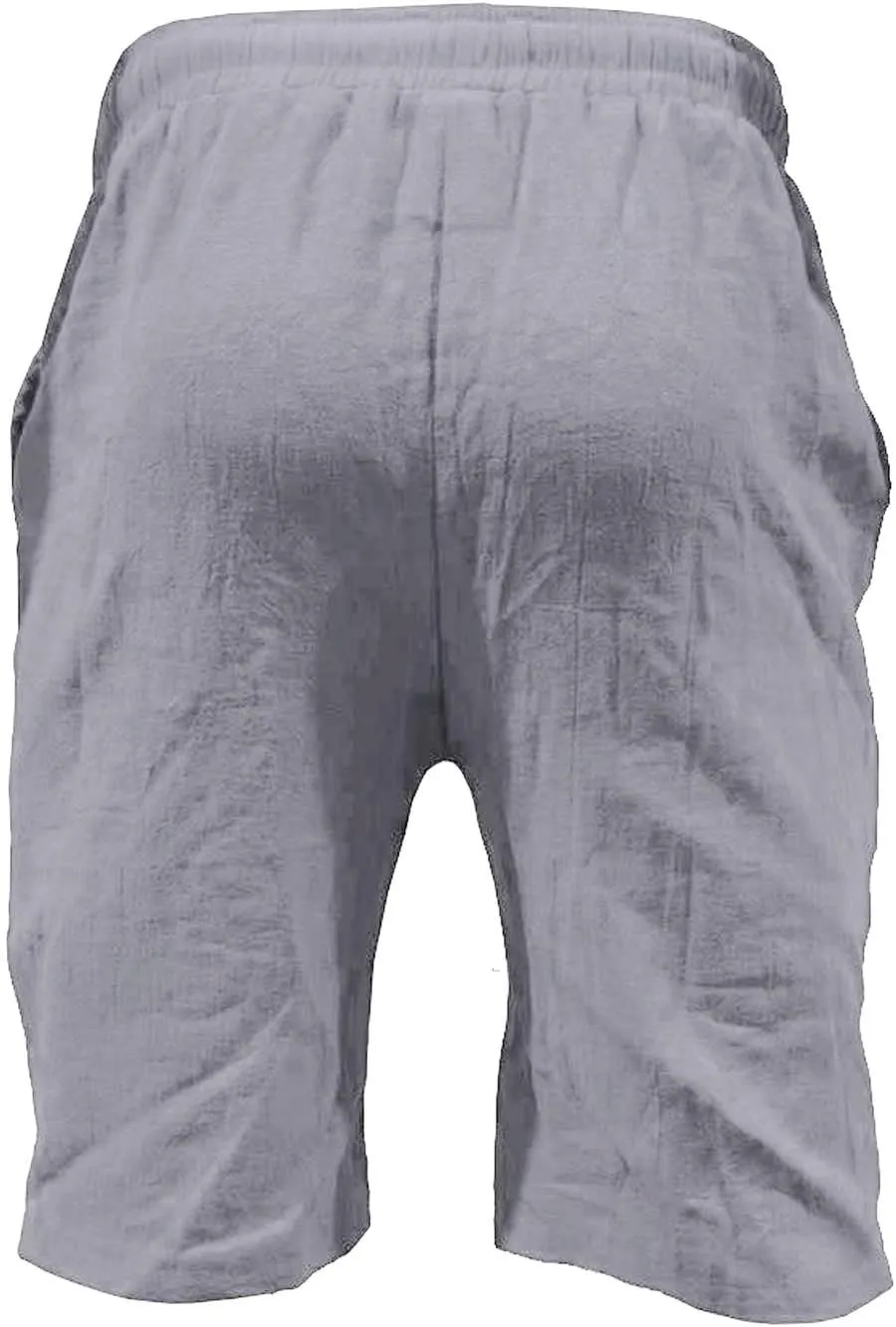 Linen Shorts for Men Black Sports Shorts Beach Shorts Casual Cotton Linen Shorts Beach Shorts with Pockets Men's