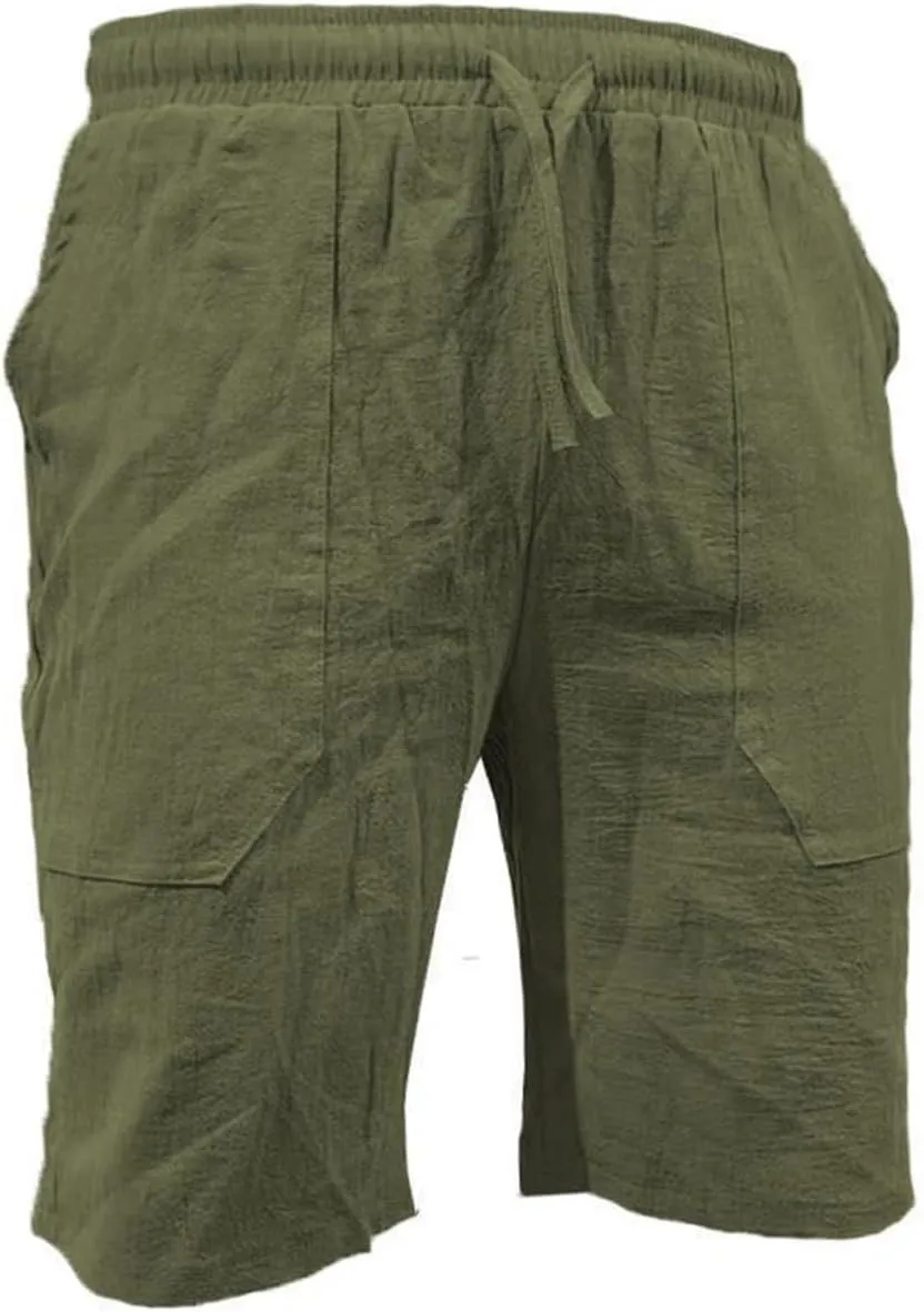 Linen Shorts for Men Black Sports Shorts Beach Shorts Casual Cotton Linen Shorts Beach Shorts with Pockets Men's