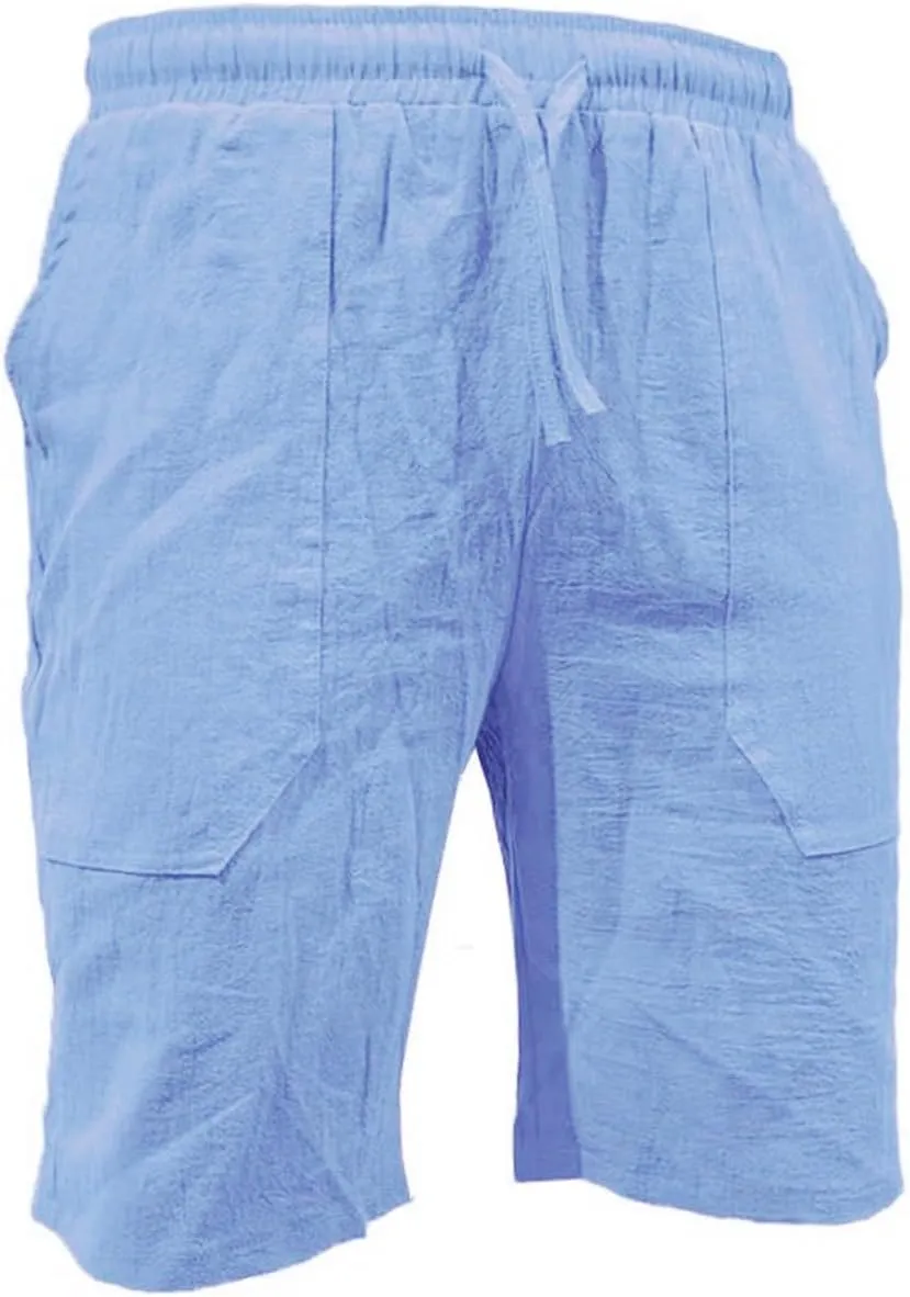 Linen Shorts for Men Black Sports Shorts Beach Shorts Casual Cotton Linen Shorts Beach Shorts with Pockets Men's