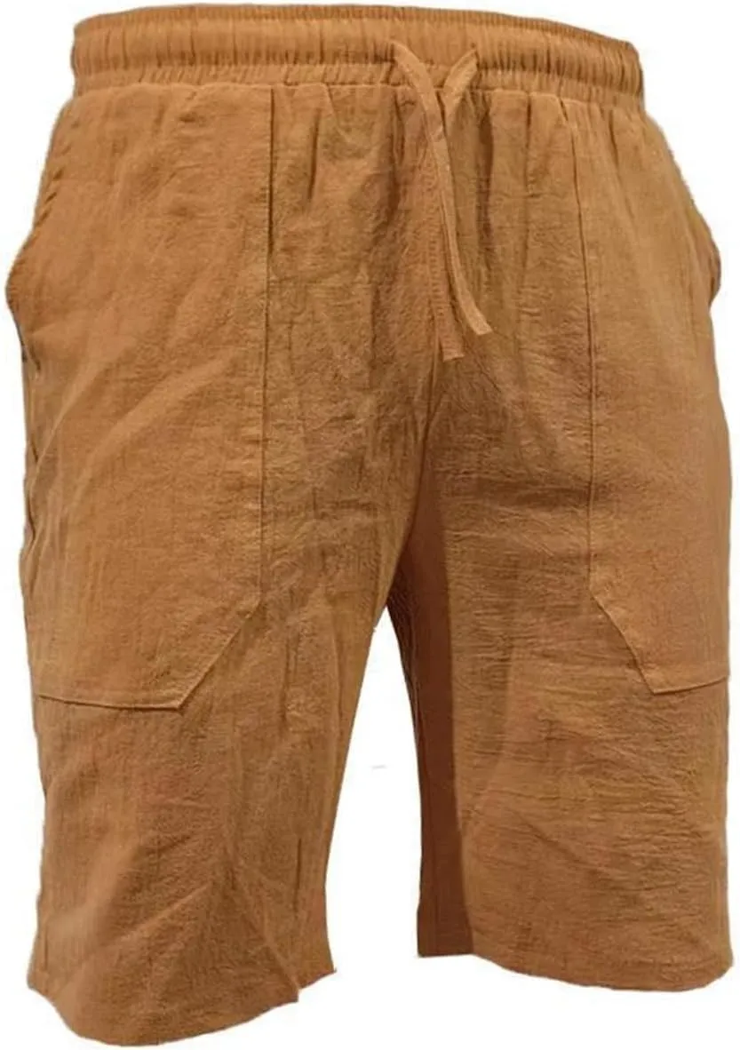 Linen Shorts for Men Black Sports Shorts Beach Shorts Casual Cotton Linen Shorts Beach Shorts with Pockets Men's