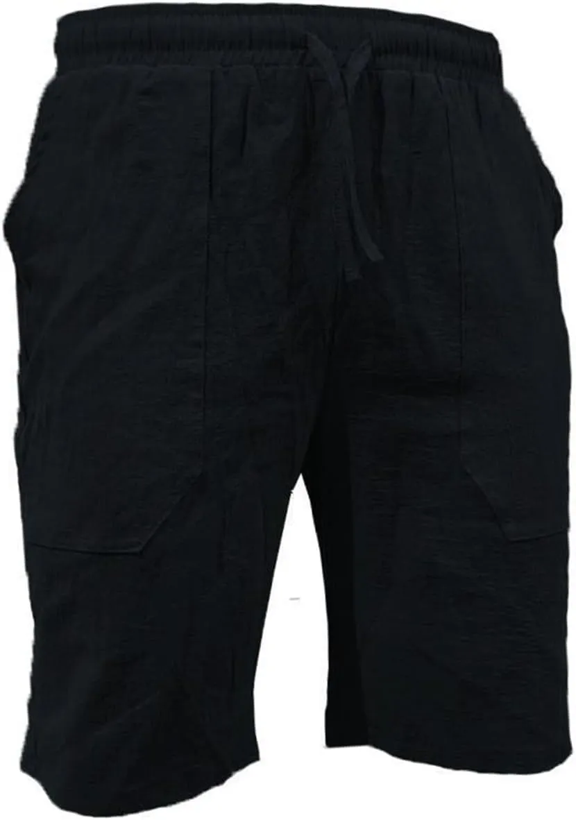 Linen Shorts for Men Black Sports Shorts Beach Shorts Casual Cotton Linen Shorts Beach Shorts with Pockets Men's