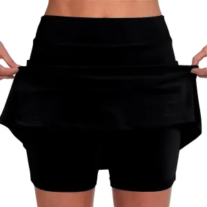 Litetao Tennis Skirts with Shorts Underneath for Women High Waisted Shorts Skirts Comfy Solid Summer Athletic Yoga Culottes