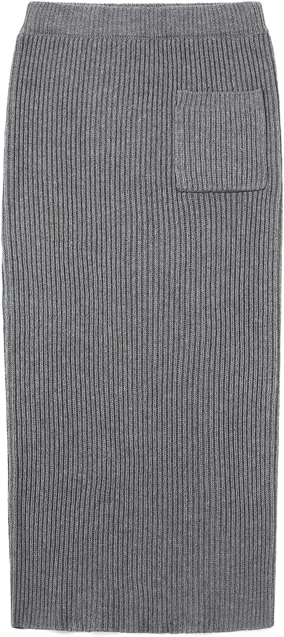 loveimgs Women's 2 Piece Outfits Ribbed Knit Long Sleeve Turtleneck Midi Pencil Skirt Set Casual Two Piece Dress