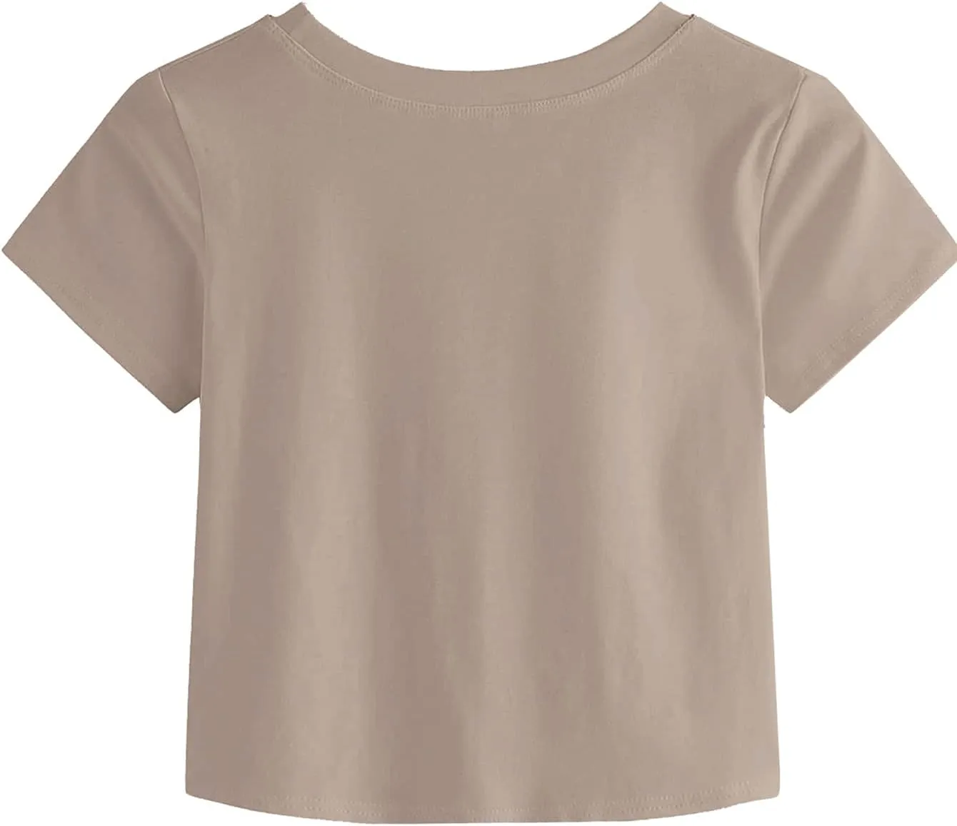 MakeMeChic Women's Summer Crop Top Solid Short Sleeve Twist Front Tee T-Shirt
