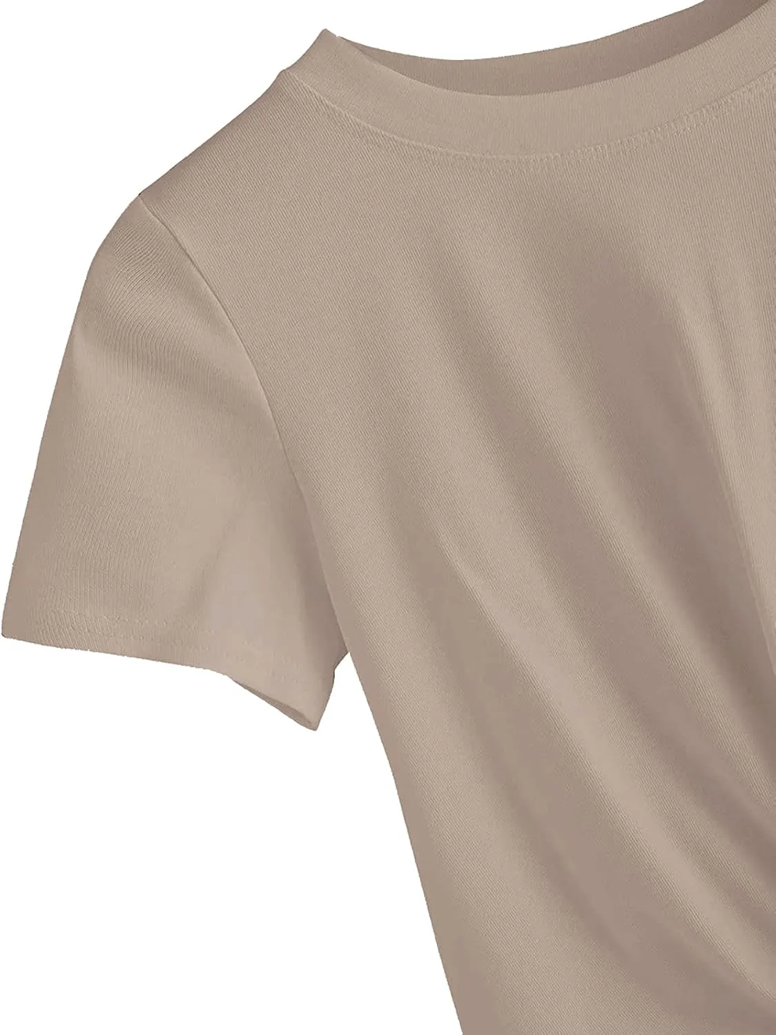 MakeMeChic Women's Summer Crop Top Solid Short Sleeve Twist Front Tee T-Shirt