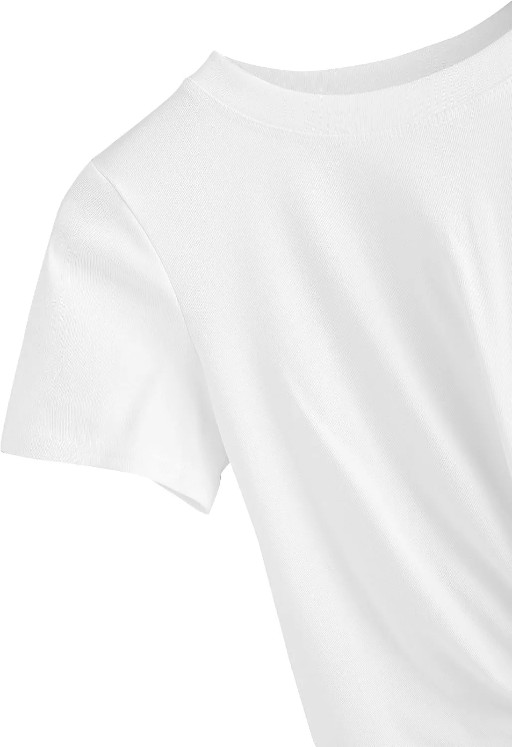 MakeMeChic Women's Summer Crop Top Solid Short Sleeve Twist Front Tee T-Shirt