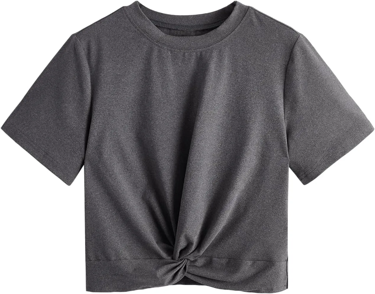 MakeMeChic Women's Summer Crop Top Solid Short Sleeve Twist Front Tee T-Shirt