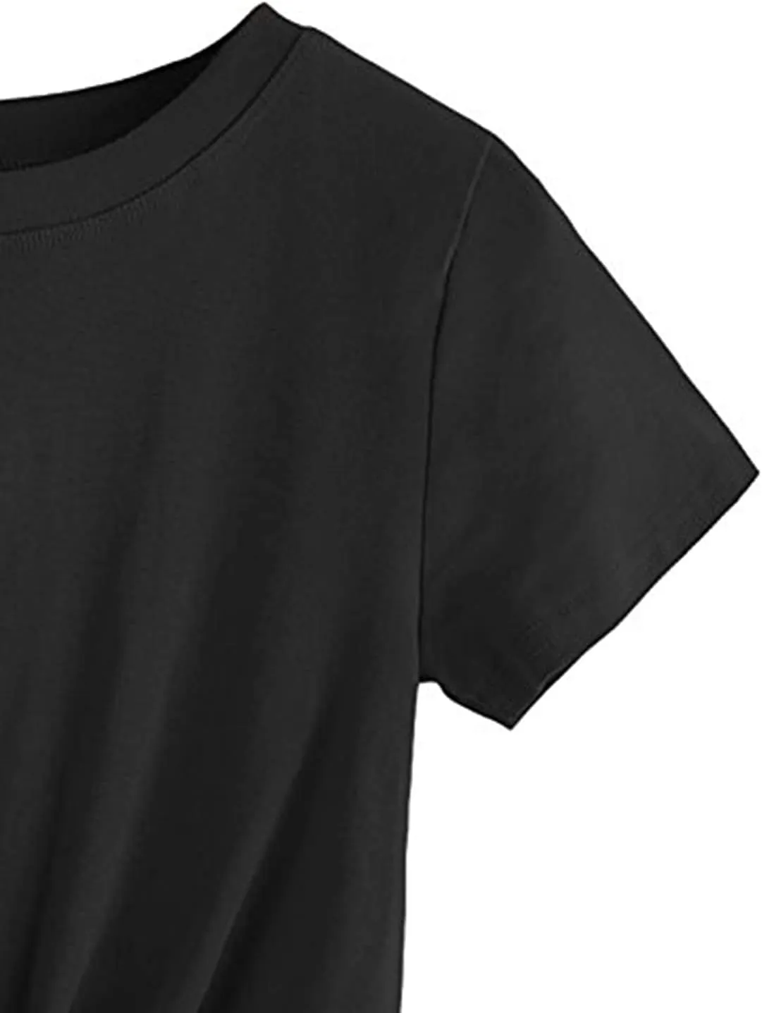 MakeMeChic Women's Summer Crop Top Solid Short Sleeve Twist Front Tee T-Shirt