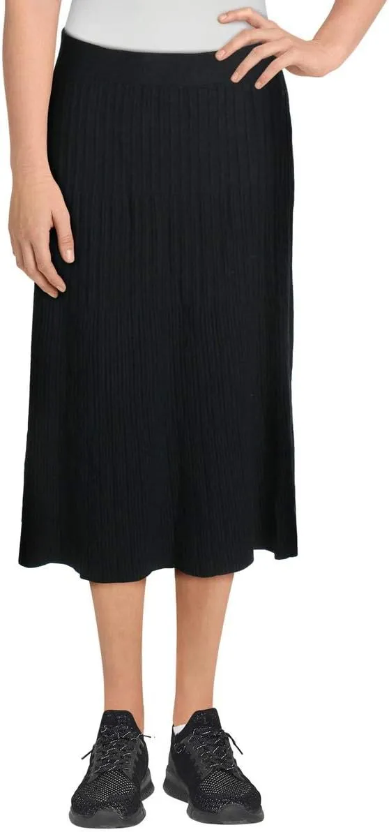 Maxstudio Women's Midi Pleated Sweater Skirt, Black, Medium