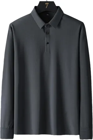 Men Autumn Spring Polo Shirts Classic Long Sleeve Tee Breathable Cooling Quick Dry Nylon Men Golf T-Shirt