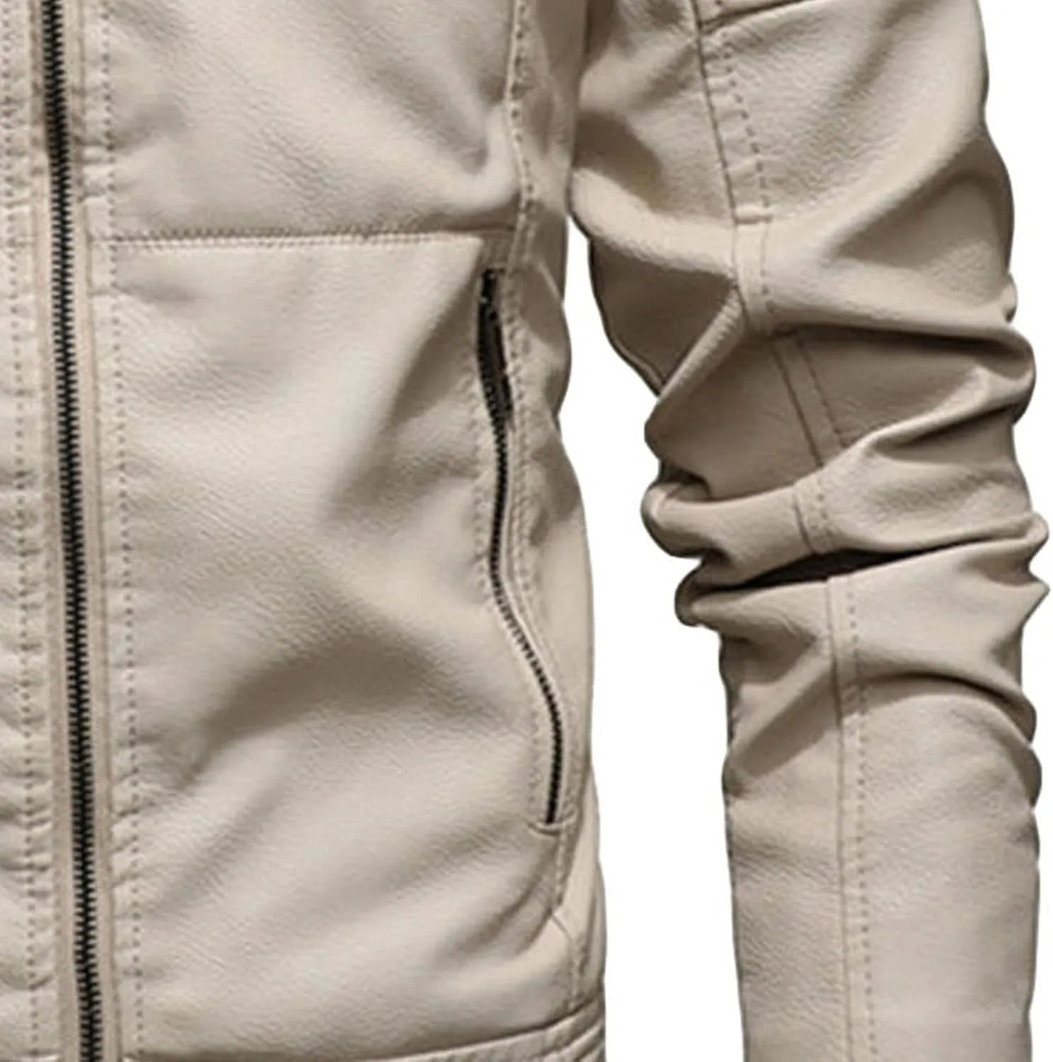 Men Faux Leather Jacket Motorcycle Jacket Casual Waterproof Windproof Pu Moto Coat Vintage Bomber Hoodie With Hood