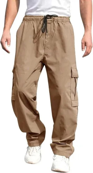 Men's Cargo Pants Multi Pockets, Straight Work Pants, Outdoor Fitness Bodybuilding Trousers Baggy Hiking Pants