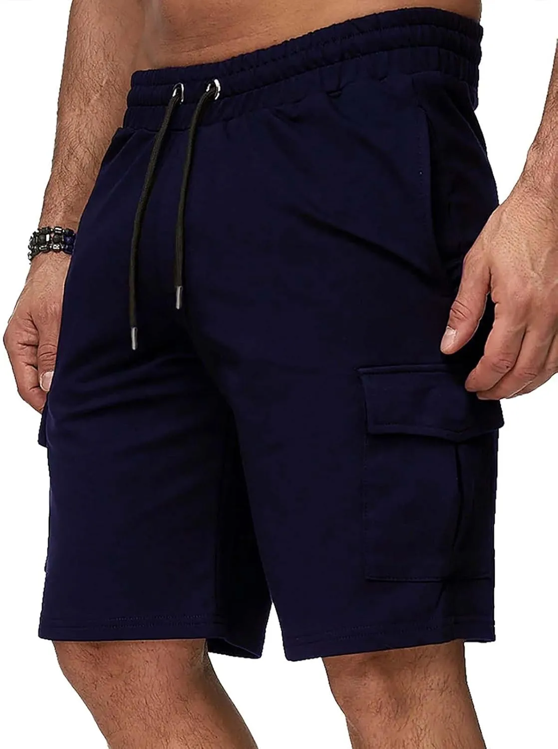 Mens Cargo Shorts Elastic Waistband Multi Pockets Casual Work Shorts for Men Loose Fit Lightweight Gym Workout Running Shorts