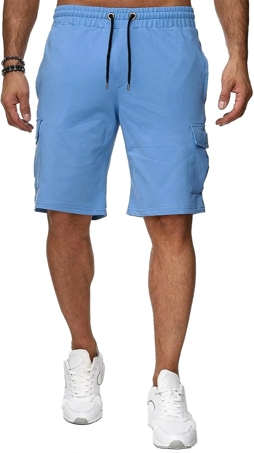 Mens Cargo Shorts Elastic Waistband Multi Pockets Casual Work Shorts for Men Loose Fit Lightweight Gym Workout Running Shorts