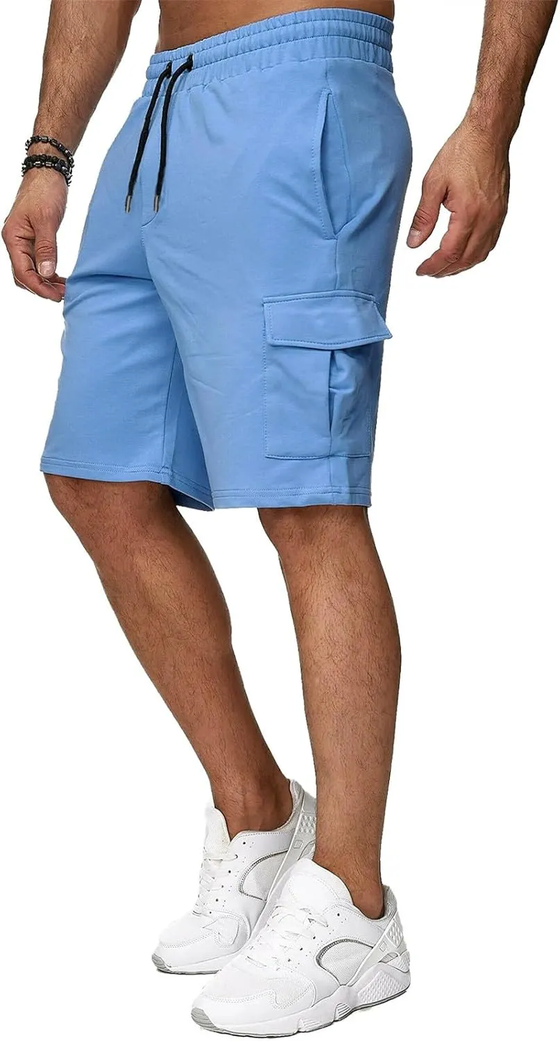 Mens Cargo Shorts Elastic Waistband Multi Pockets Casual Work Shorts for Men Loose Fit Lightweight Gym Workout Running Shorts