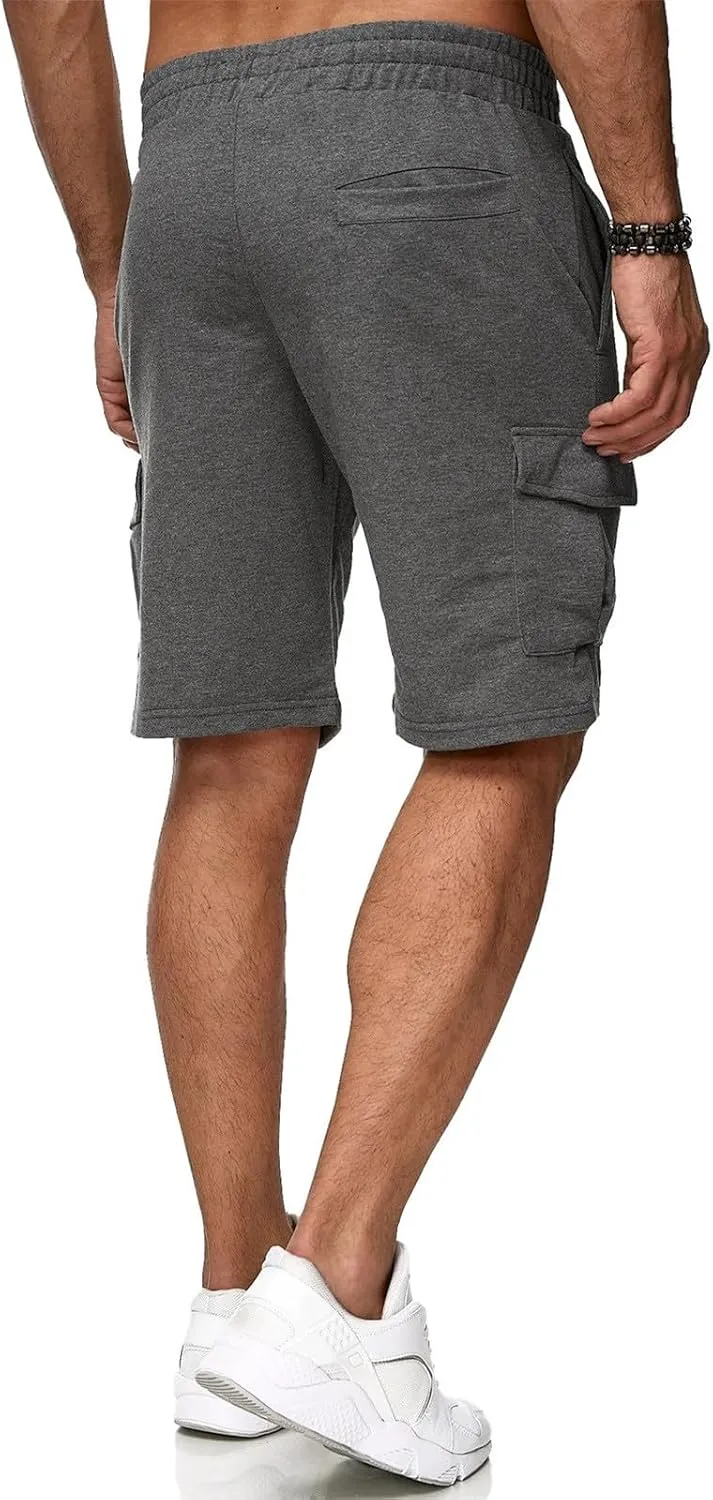 Mens Cargo Shorts Elastic Waistband Multi Pockets Casual Work Shorts for Men Loose Fit Lightweight Gym Workout Running Shorts