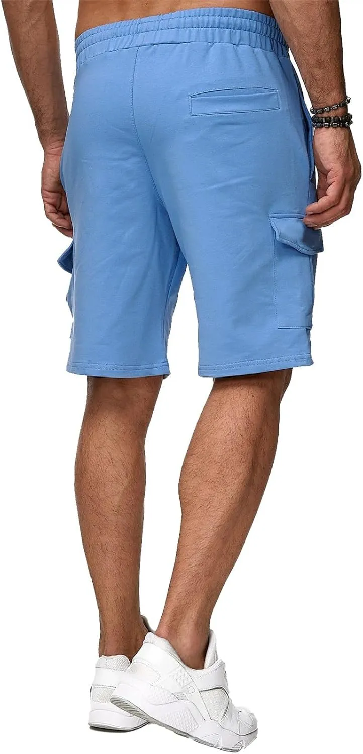 Mens Cargo Shorts Elastic Waistband Multi Pockets Casual Work Shorts for Men Loose Fit Lightweight Gym Workout Running Shorts