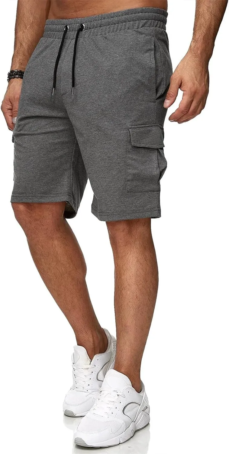 Mens Cargo Shorts Elastic Waistband Multi Pockets Casual Work Shorts for Men Loose Fit Lightweight Gym Workout Running Shorts