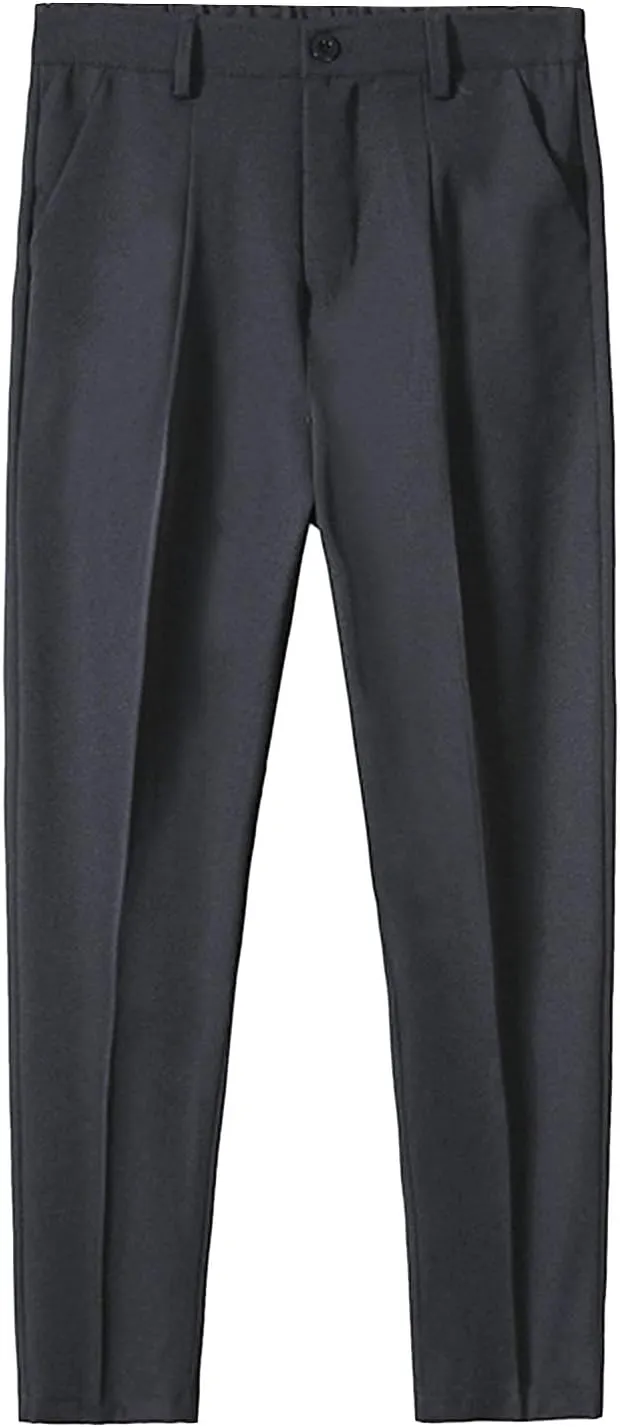 Men'S Classic Waist Plain Front Dress Pants Lightweight Comfort Chino Pants Stretch Slim Fit Skinny Suit Pants