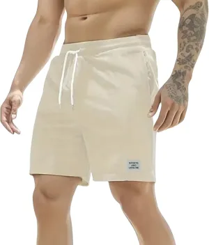Men's Corduroy Shorts 2024 Casual Elastic Waist Drawstring Shorts Lightweight Summer Beach Shorts Active Track Shorts