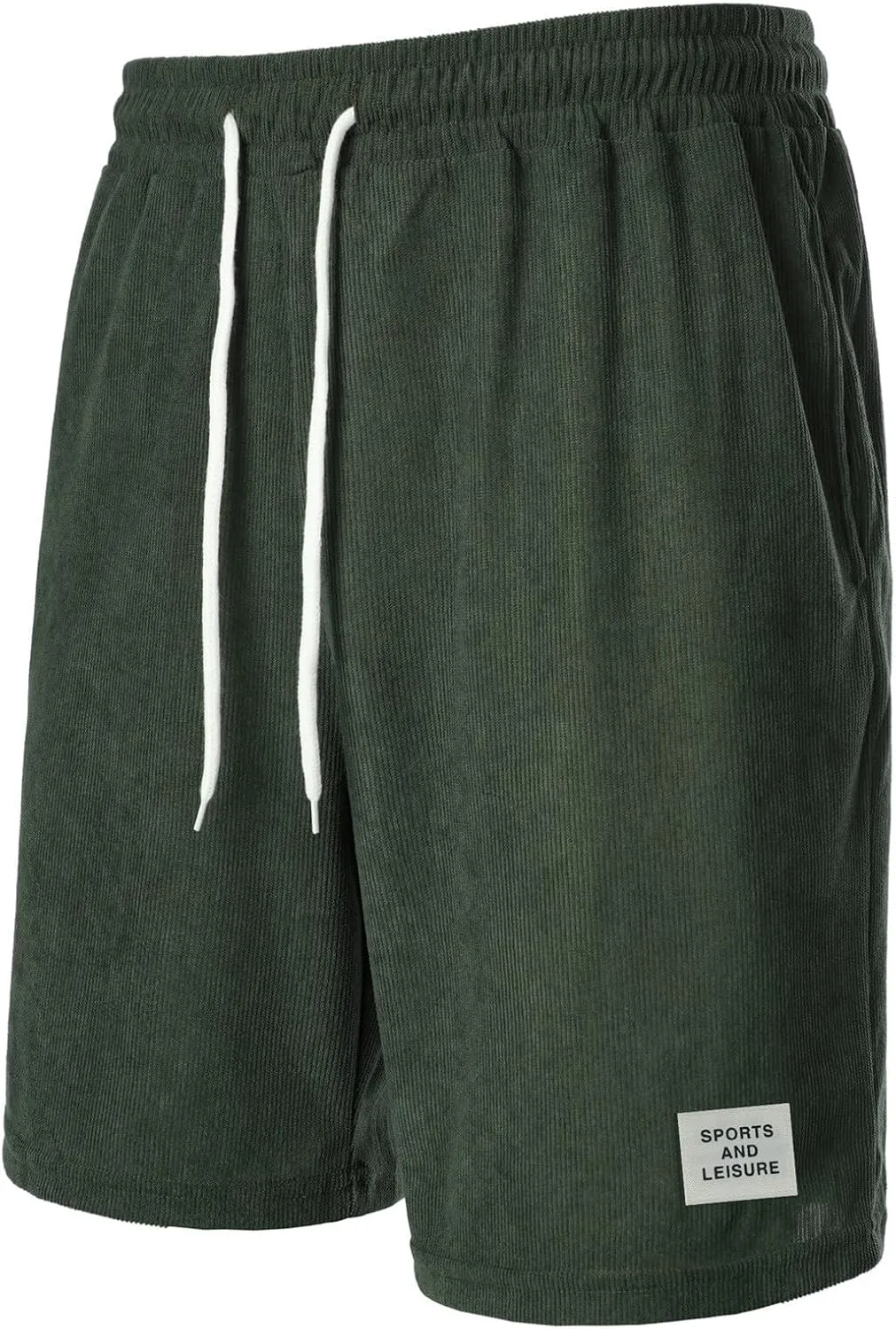 Men's Corduroy Shorts 2024 Casual Elastic Waist Drawstring Shorts Lightweight Summer Beach Shorts Active Track Shorts