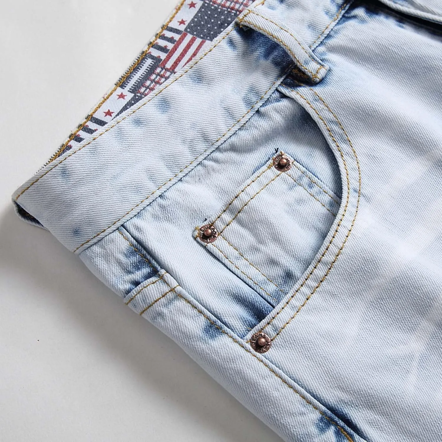 Men's Denim Shorts Ripped Short Jeans Cargo Denim Shorts with Pockets Casual Half Pants Summer Cropped Trousers