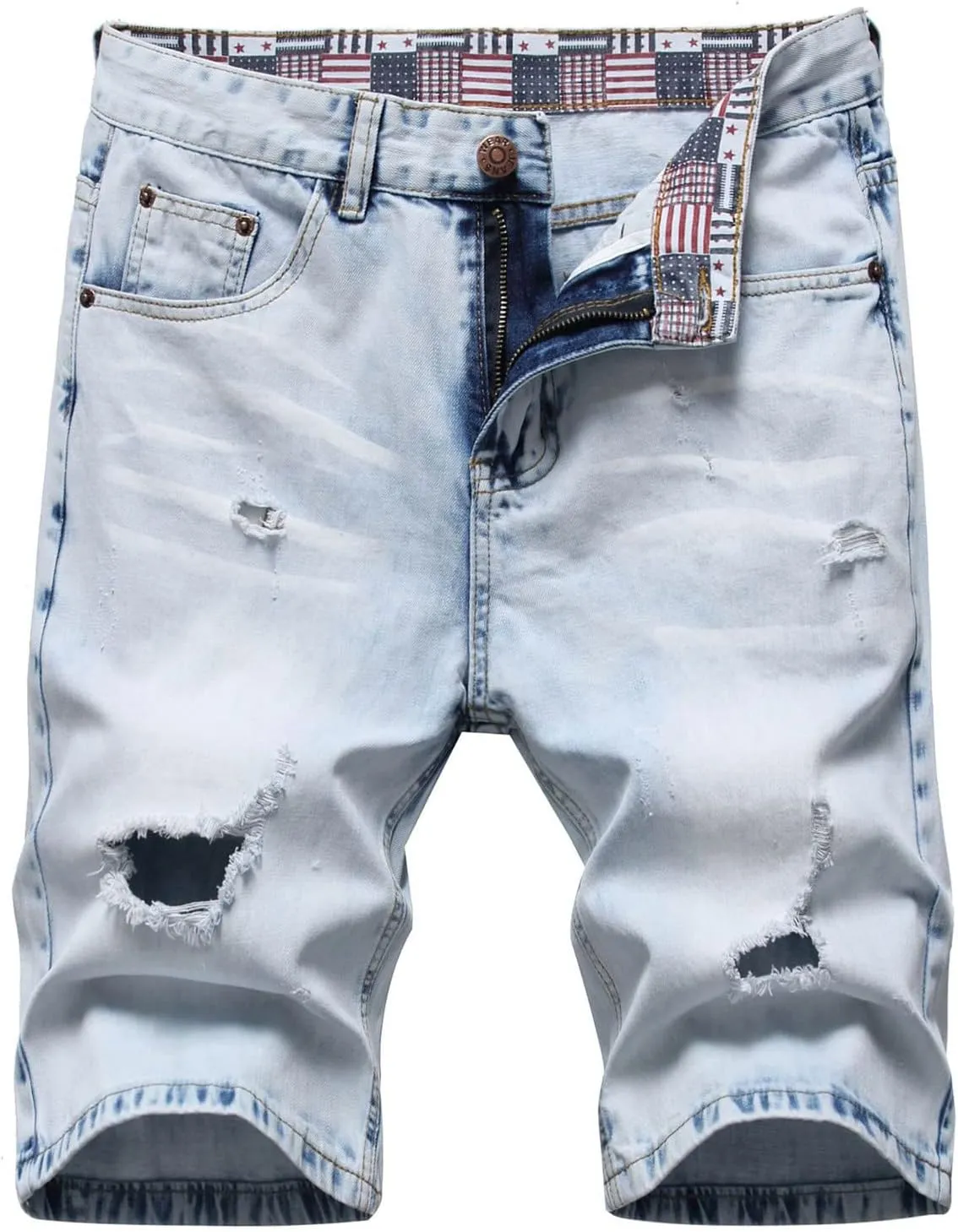 Men's Denim Shorts Ripped Short Jeans Cargo Denim Shorts with Pockets Casual Half Pants Summer Cropped Trousers