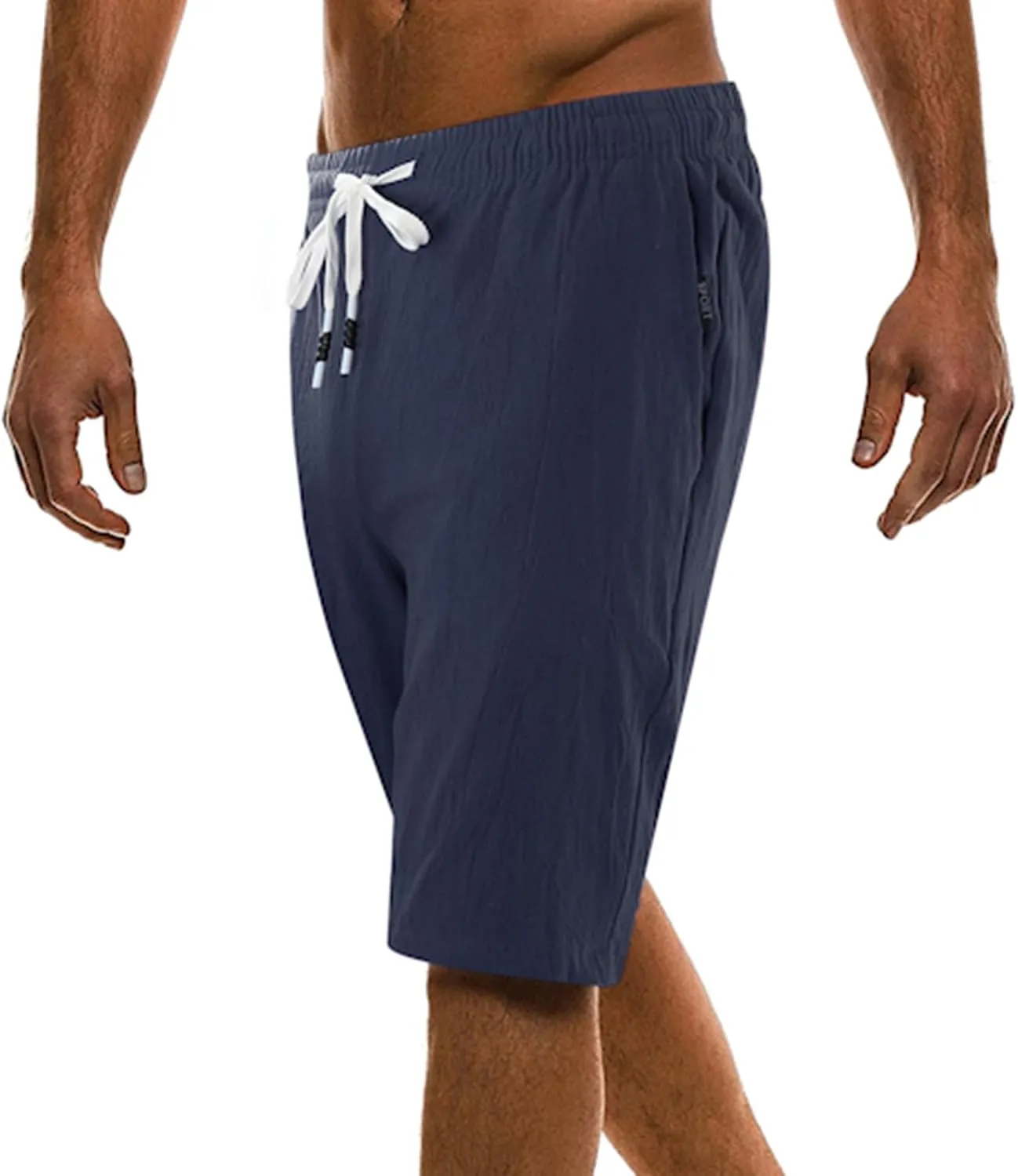 Mens Linen Shorts Summer Beach Vacation Shorts 2024 Trendy Button Up Elastic Waist Pants Lightweight Drawstring Yoga Shorts