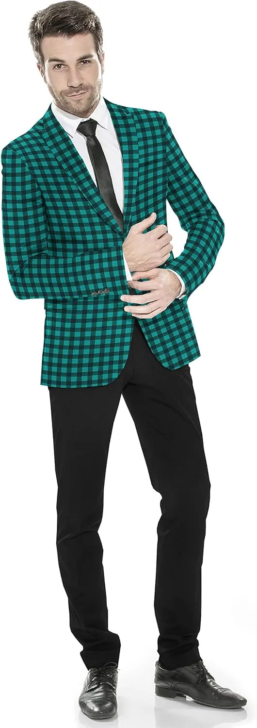 Men's Plaid Blazer 2 Button Lightweight Regular Fit Checked Plaid Suit Sport Coat Jacket Casual Daily Dress Jacket Sport Coat