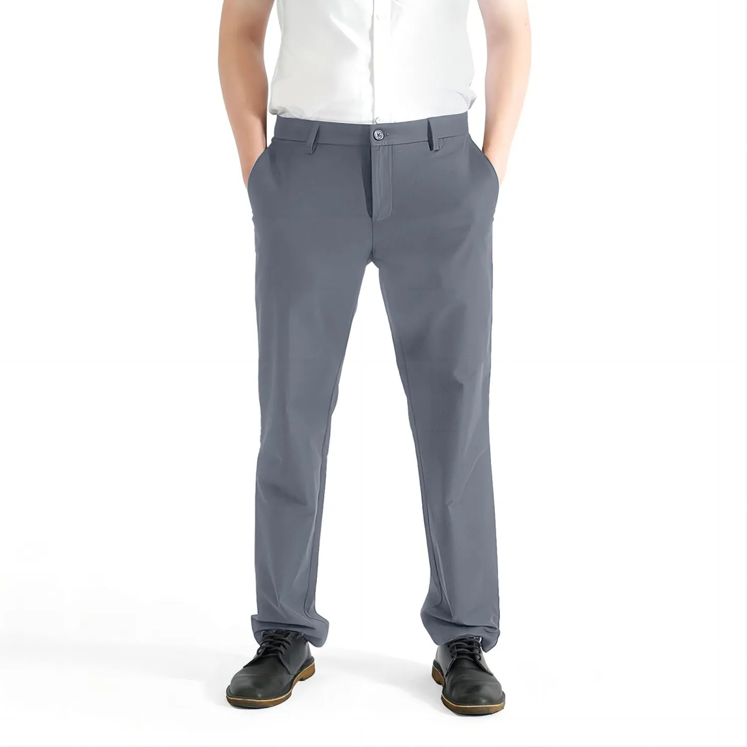 Men's Premium Formal Dress Slim Fit Casual Business Elastic Cotton Chino Pants for Work Weekend